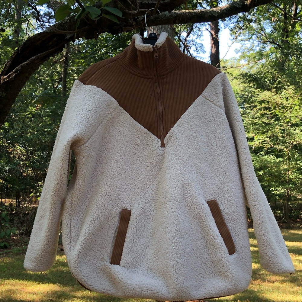 Time and Tru Cream and Brown Teddy Jacket